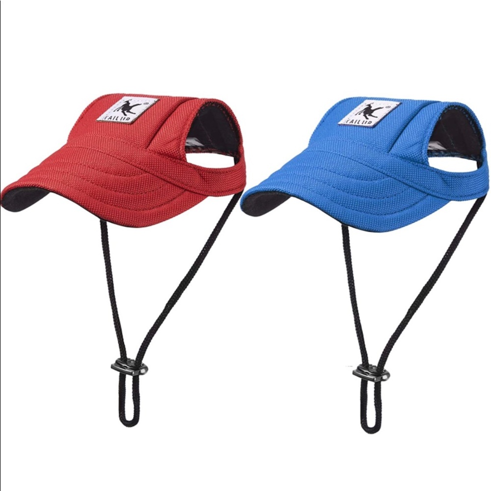 Set of 2 red and blue Sun Visor Hat for Small Dogs - Lightweight.